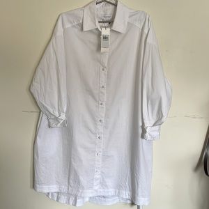 CK TUNIC Crisp White Shirt With Pockets